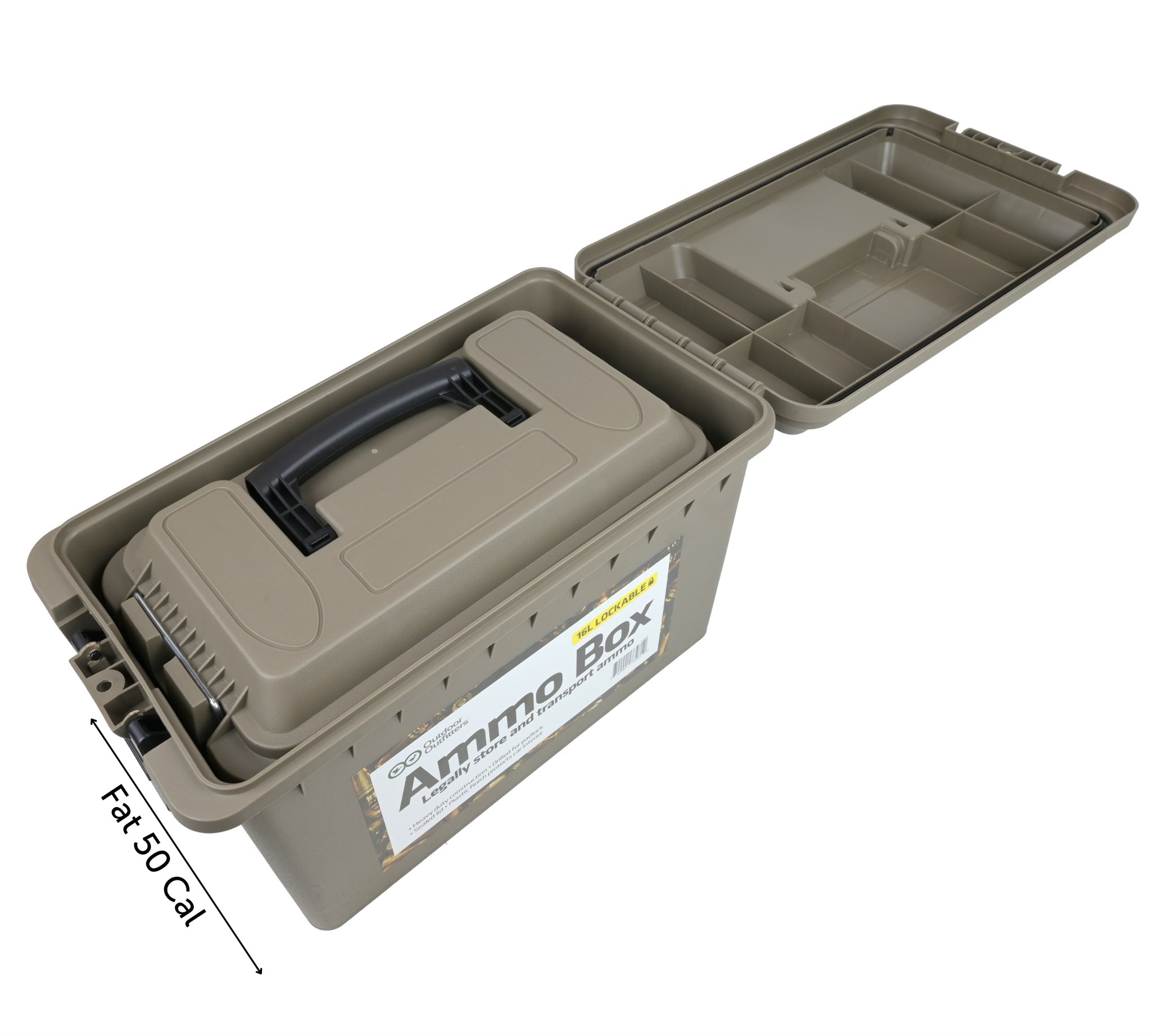 Outdoor Outfitters 30 Cal Polymer Lockable Storage/Ammo Box | Flat