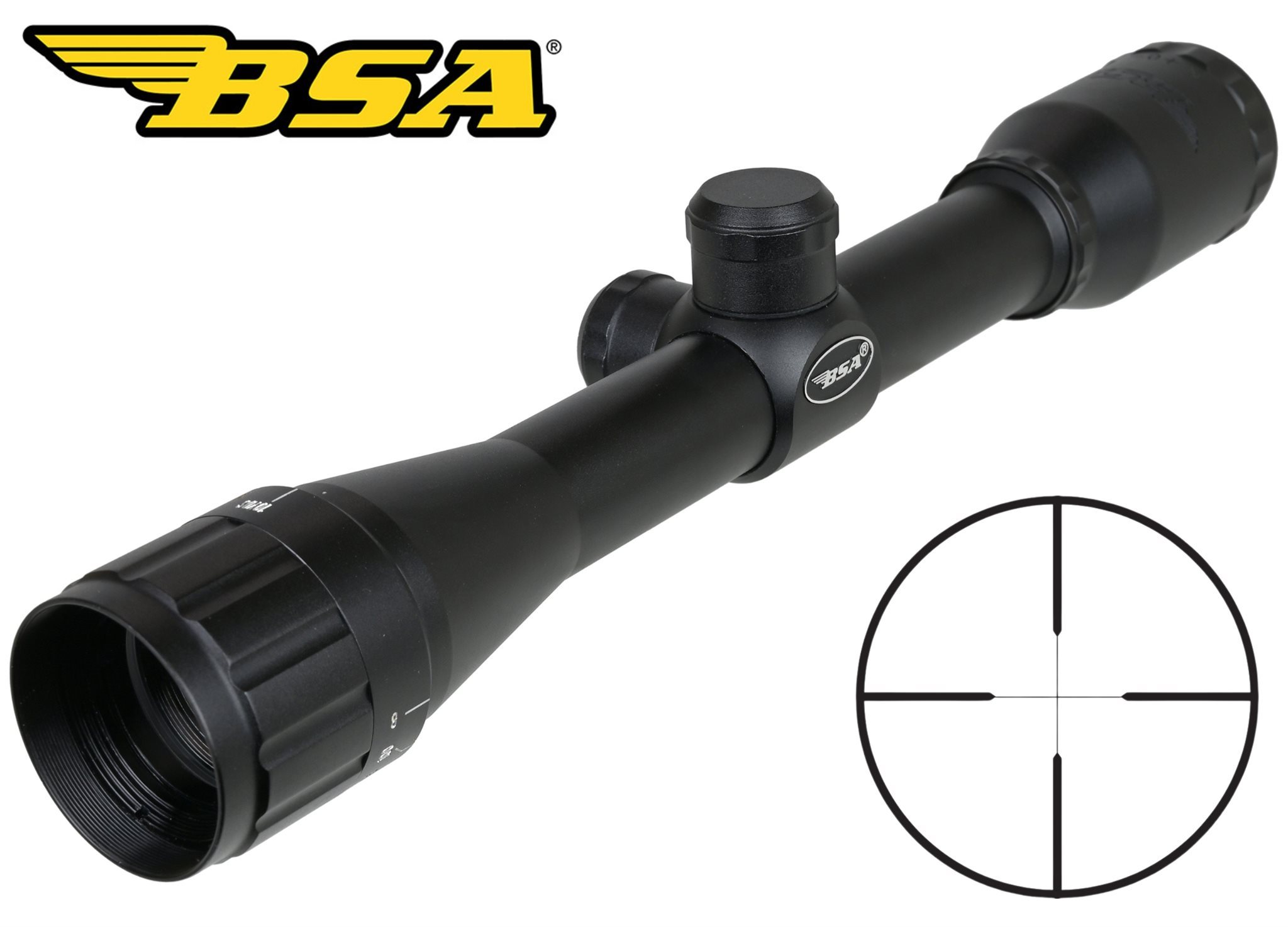 BSA Essential 4x32 AO air rifle scope with adjustable objective