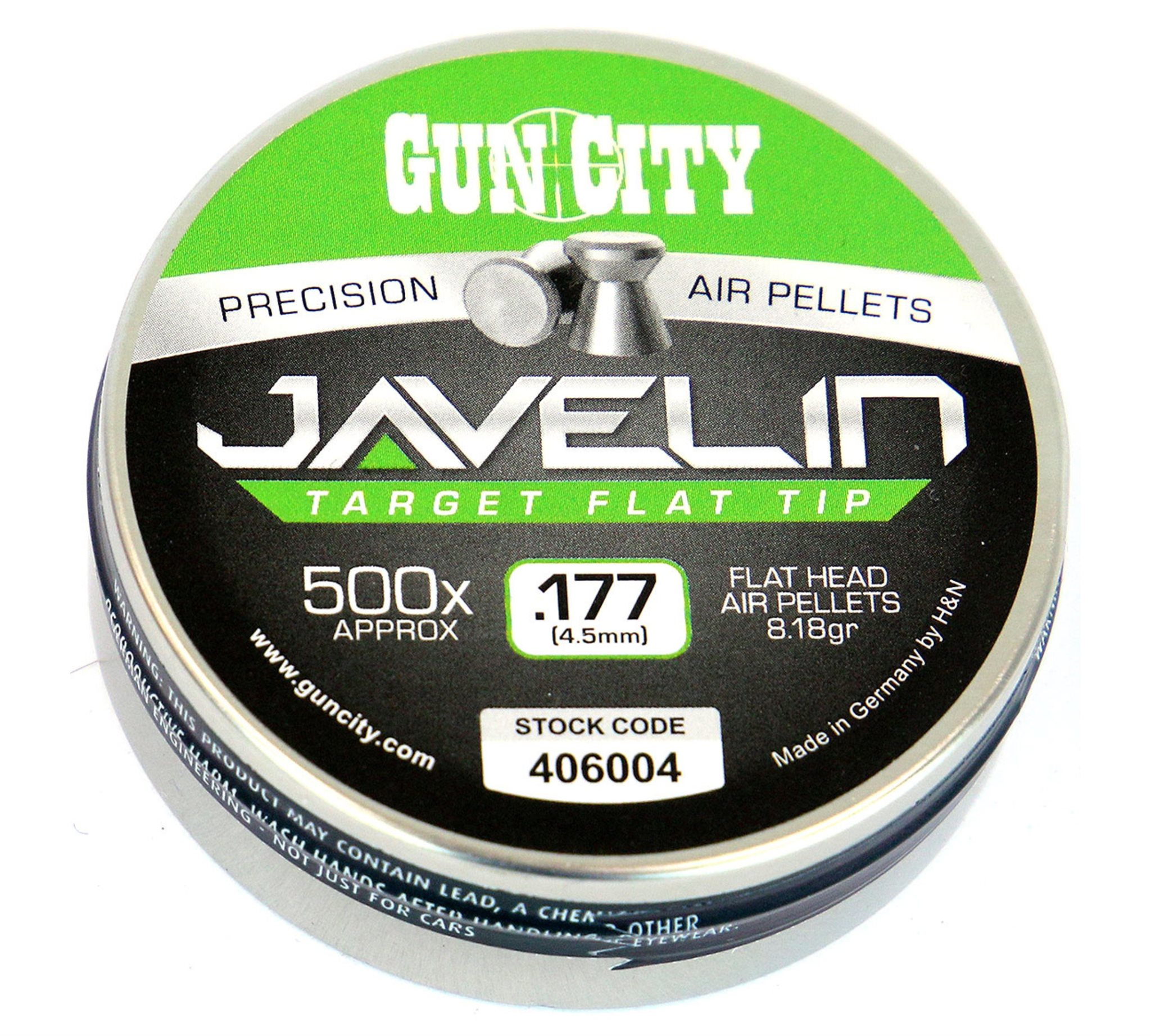 Gun City .177 Javelin Target pellets tin showing caliber size