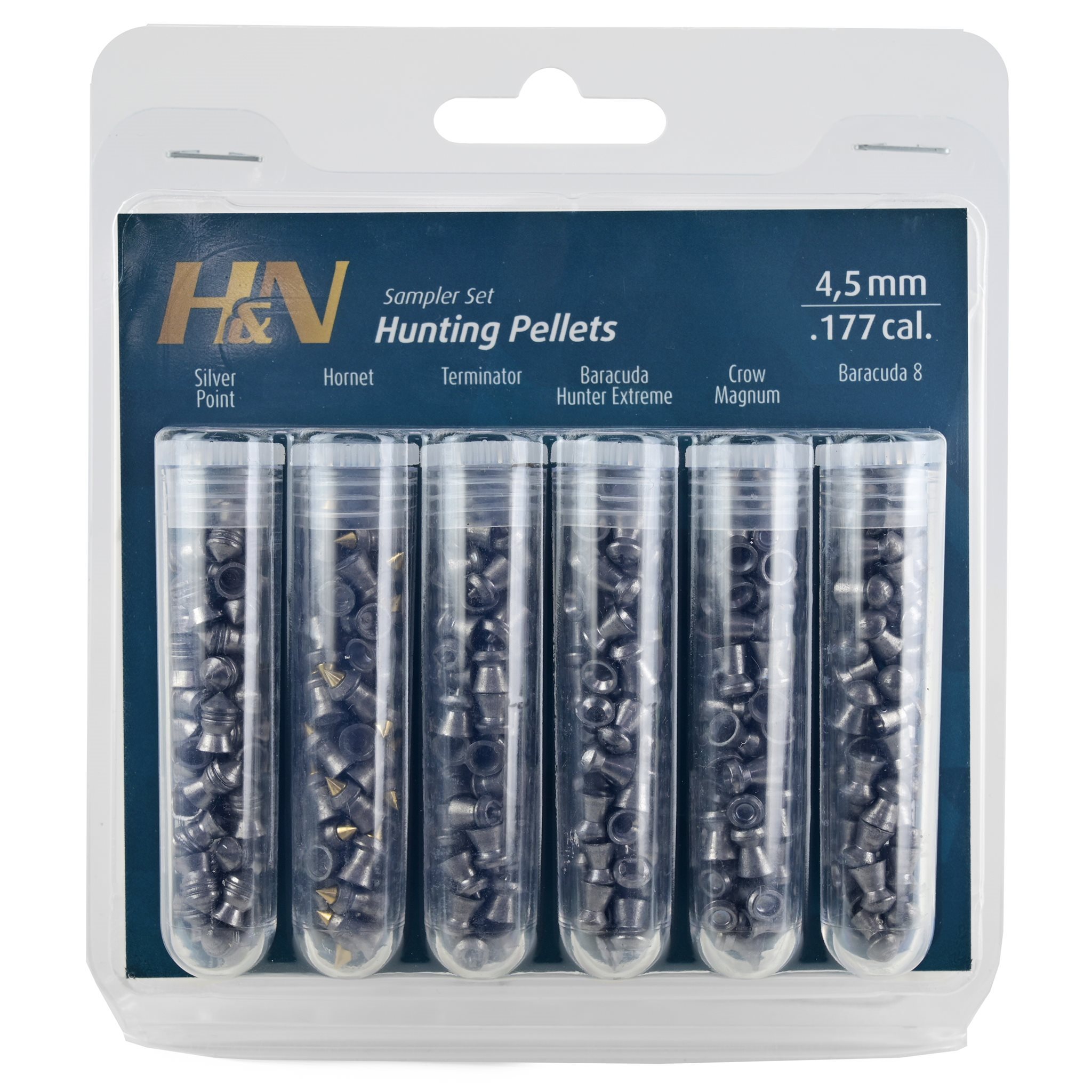 H&N .177 sampler pack containing 6 different hunting pellet types