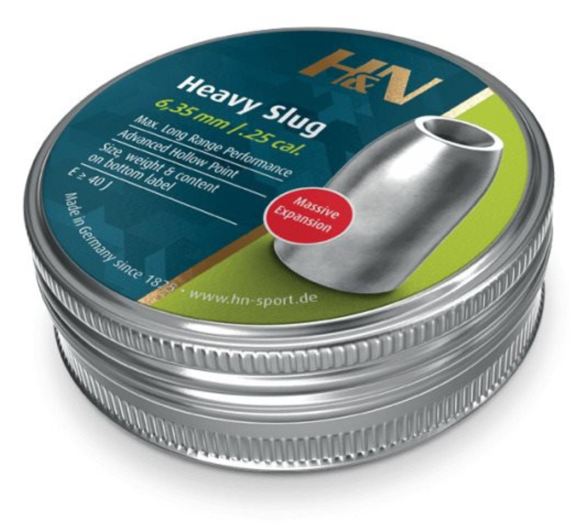 H&N .25 caliber 42gr Heavy Slug HP for PCP air rifles