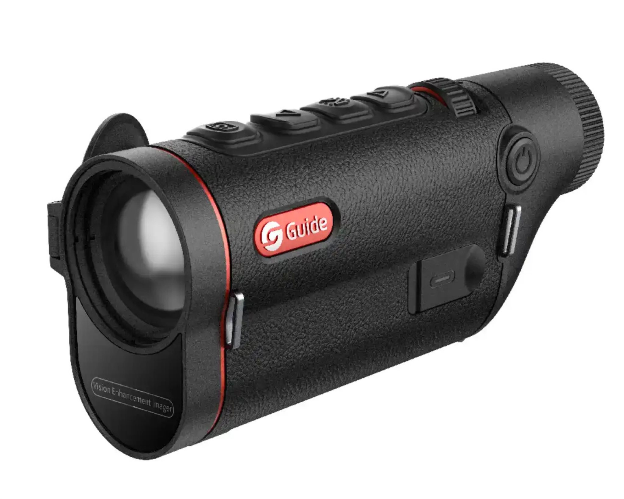 Hunter using thermal monocular to scan for game