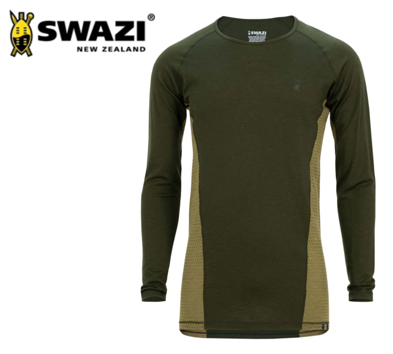 Buy Swazi Hoodoo Merino Long Sleeve Shirt - Olive in NZ New Zealand.