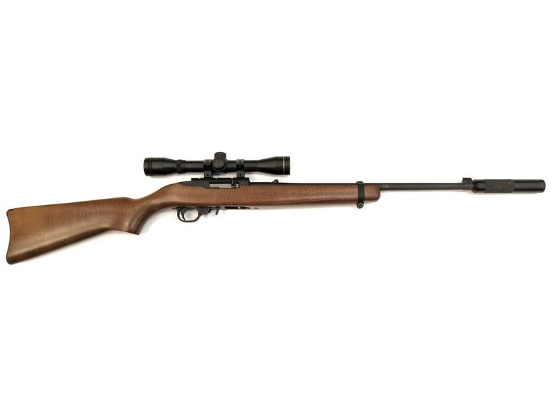 Buy 22 Ruger 10/22 Blued Wood 18.5" with Scope & Silencer in NZ New Zealand.