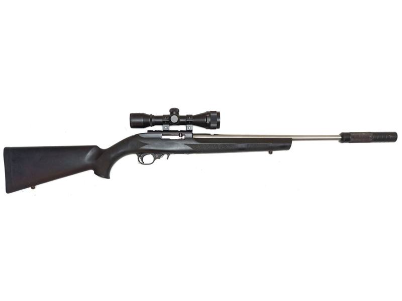 Buy 22 Ruger 10/22 Stainless Hogue 18.5" with 4x32AO Scope & Silencer in NZ New Zealand.