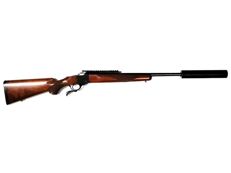 Buy 22-250 Ruger No1 Varmint Blued Walnut 24.5" with Rail & Ghost Silencer in NZ New Zealand.