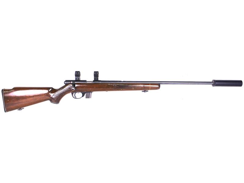 Buy 22 Stirling 14 Blued Wood 22" With Rings and Silencer in NZ New Zealand.