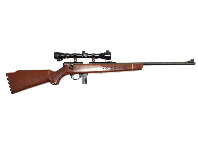 Buy 22 Stirling 14 Blued Wood 20" with Scope in NZ New Zealand.