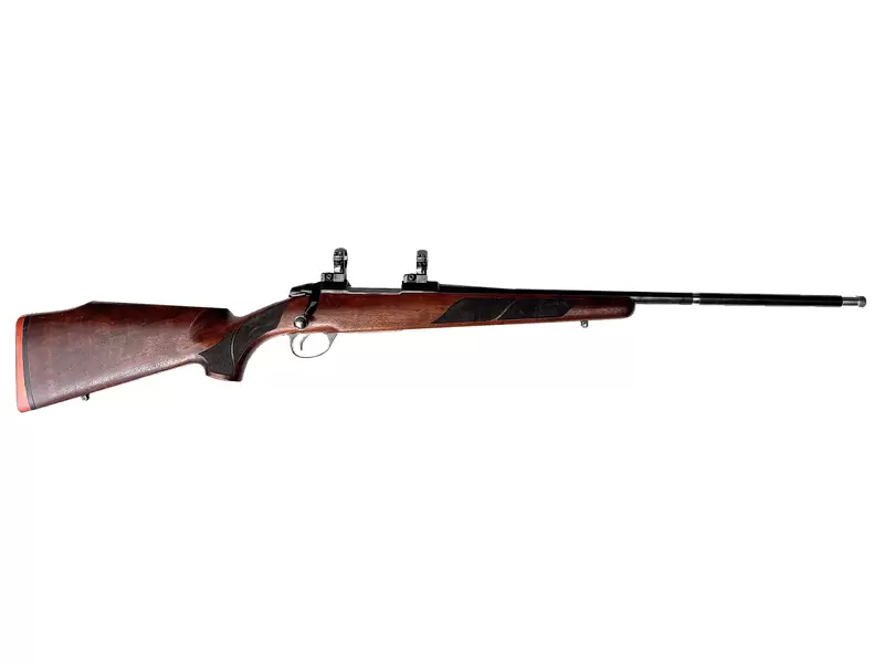 Buy 243 Sako 75 Hunter Blued Wood Threaded with Rings in NZ New Zealand.