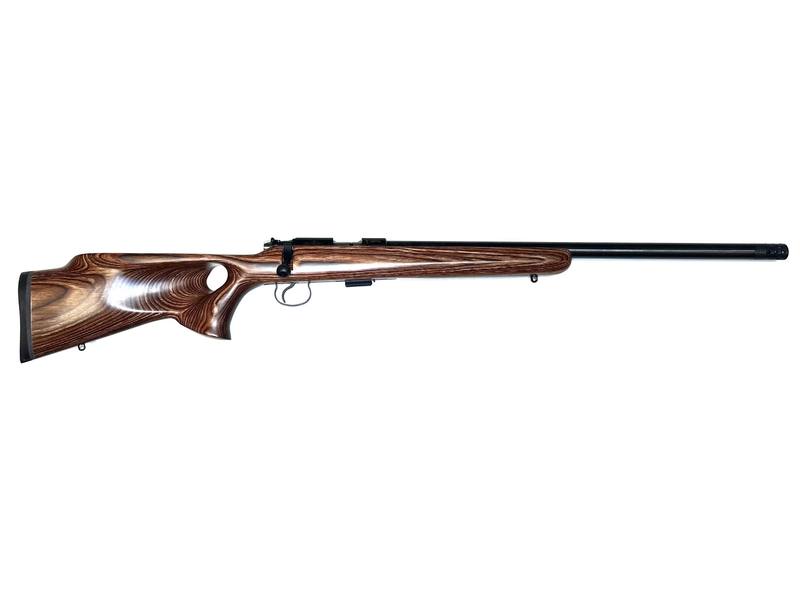 Buy 22 CZ 455 Thumbhole Blued Laminated 21" Threaded in NZ New Zealand.