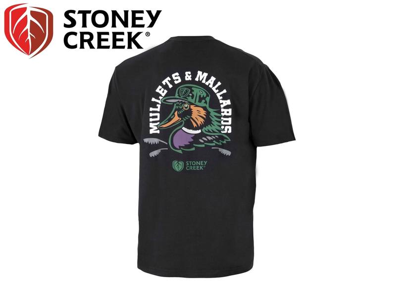 Buy Stoney Creek Mullets & Mallards T-Shirt Black in NZ New Zealand.