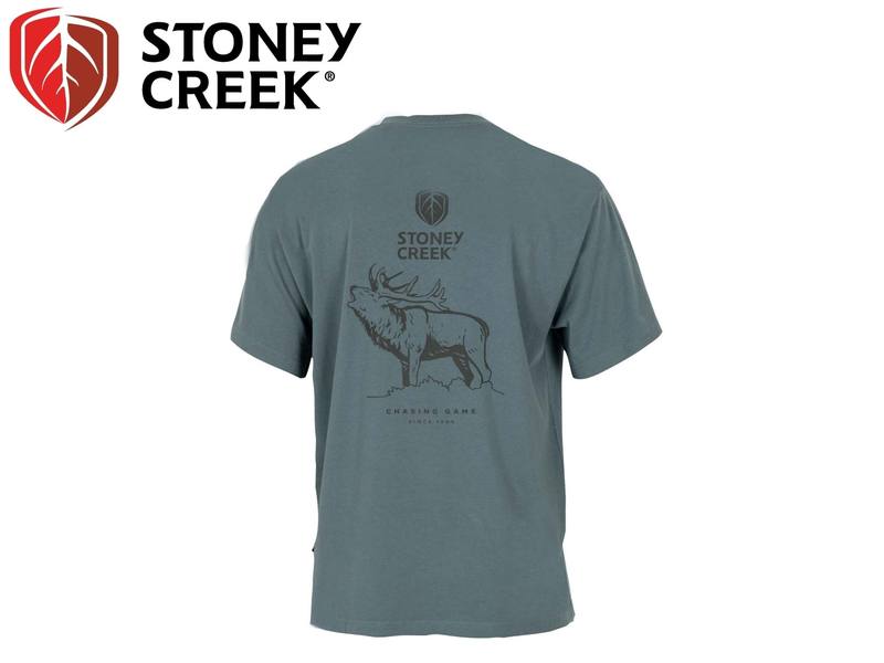 Buy Stoney Creek Chasing Game Red Stag T-Shirt Petrol Blue in NZ New Zealand.