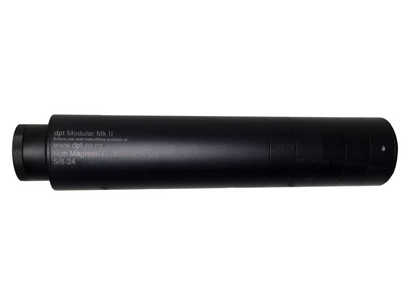 Buy Secondhand DPT Centerfire Over Barrel 22 Cal 5/8x24 Thread Silencer in NZ New Zealand.
