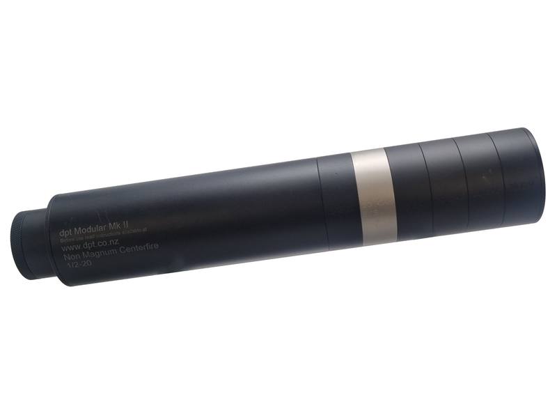 Buy Secondhand DPT 30 Cal Centerfire Over Barrel 1/2x20 Thread Stainless Baffle Silencer in NZ New Zealand.
