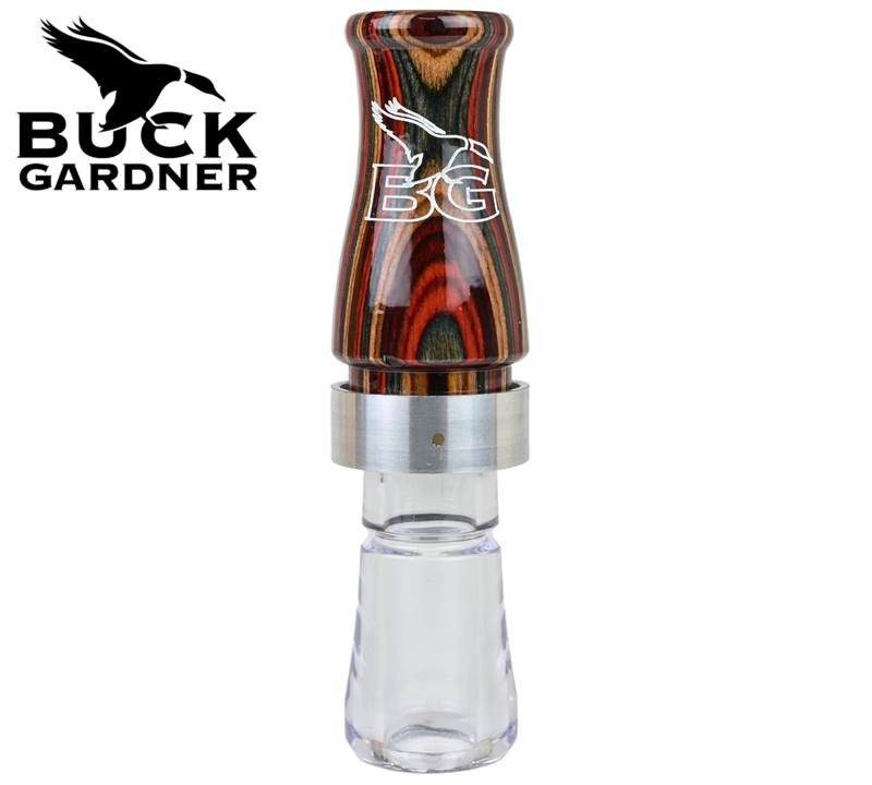 Buy Buck Gardner Goose Call 'Honker Hammer' Single Reed Red Diamondwood / Clear - Polycarbonate in NZ New Zealand.