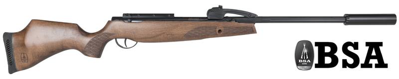Buy .22 BSA Spitfire 10-Shot Hardwood Air Rifle | Threaded with Braveheart Suppressor in NZ New Zealand.
