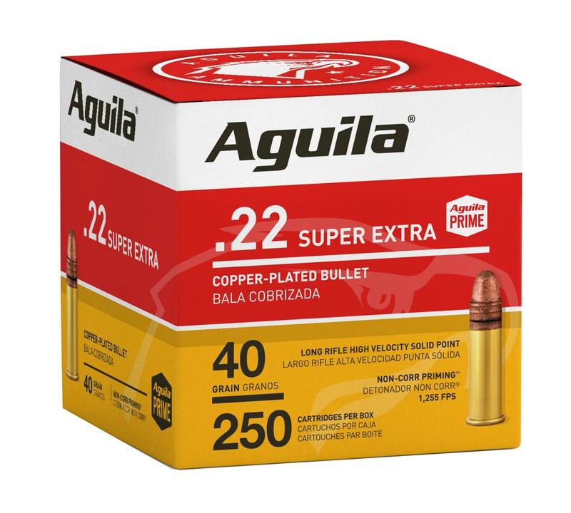 Buy Aguila 22 Super Extra Hight Velocity 40gr Copper Plated Solid Point 1255fps 250 Rounds in NZ New Zealand.