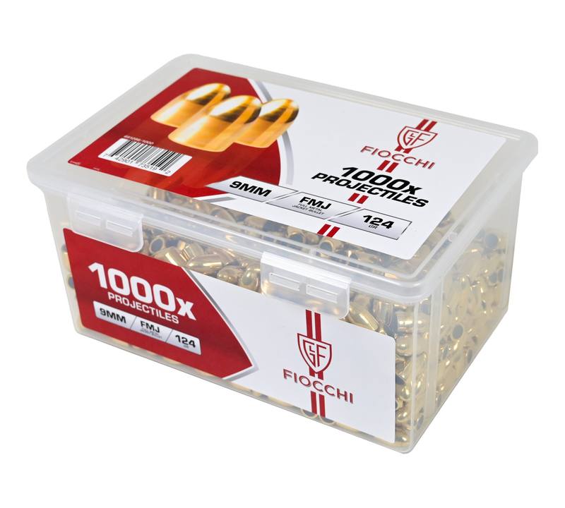 Buy Fiocchi 9mm 124gr FMJ Projectiles | 1000 Projectiles in NZ New Zealand.