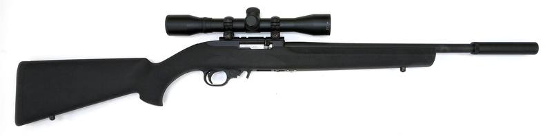 Buy 22 Ruger 10/22 Blued Hogue BX 16 with Scope & Silencer in NZ New Zealand.