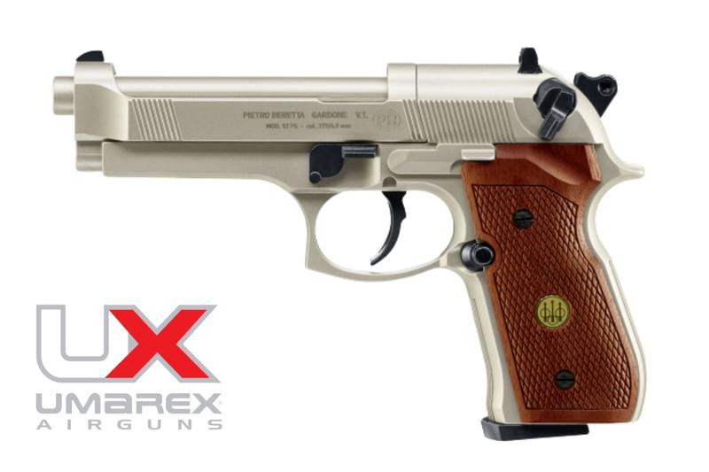 Buy Umarex Beretta M92F Nickel Wood Grips .177 Co2 *SALES RESTRICTED TO AIR GUN CLUB OR LICENCE HOLDERS in NZ New Zealand.