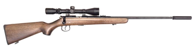 Buy 22 Outdoor Arms JW-15 Blued/Wood 22" with Scope and Silencer in NZ New Zealand.