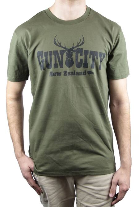 Buy Gun City Deer Olive Tee in NZ. 