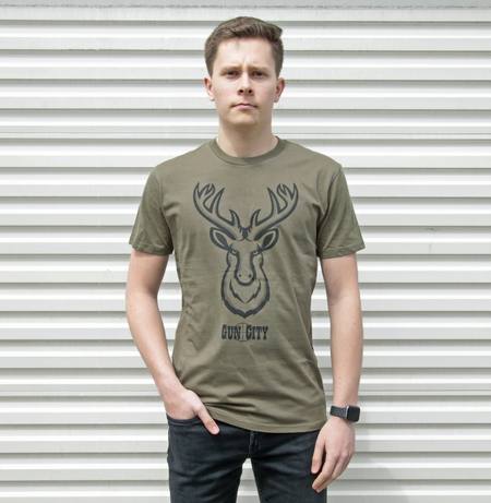Buy Gun City T-Shirt 'Deer' Olive in NZ. 