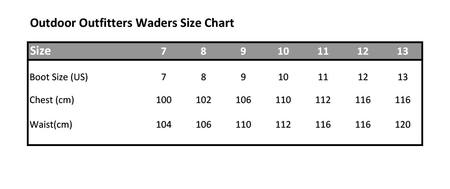 Remington Waders Size Chart