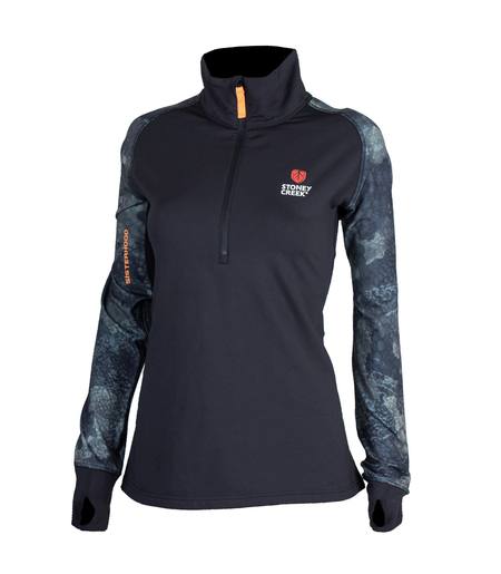Buy Stoney Creek Women's Active Long Sleeve Top: Black/Camo in NZ. 
