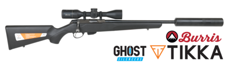 Buy 17HMR Tikka T1x MTR Blued 20" Burris 2-10x40 Scope & Ghost Modular Silencer in NZ. 