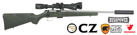 Buy 22 LR / 17 HMR CZ 455 Stainless with 3-9x42 Scope, Torch & Silencer in NZ.