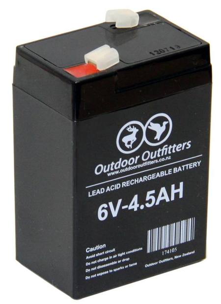 Buy Outdoor Outfitters Battery 6V 4.5AH Rechargeable Battery in NZ. 