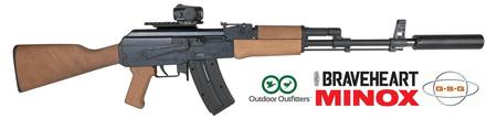 Buy 22  GSG AK47 Sporting Wood with Braveheart Silencer & Minox RV-1 Sight Package in NZ. 