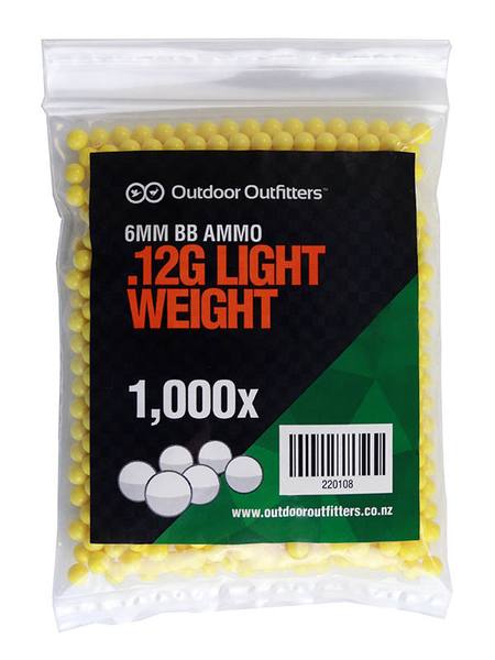 Buy Outdoor Outfitters 6mm .12g Lightwight BBs *Choose Size* in NZ. 