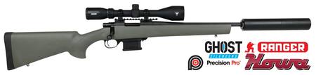 Buy 223 Howa 1500 MiniAction Green with Ranger 4-12x42 & Ghost Silencer in NZ.