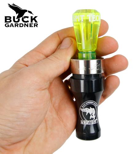 Buy Buck Gardner Duck Call ‘Mainstreet’ Single Reed, Acrylic, Black/ Fluro Green in NZ. 