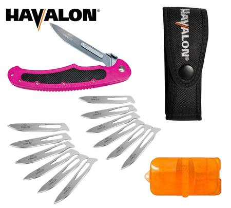 Buy Havalon Folding Knife Piranta-Bolt Pink Stainless Set in NZ. 