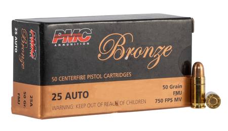 Buy PMC 25 Auto Bronze 50gr FMJ 50 Rounds in NZ. 