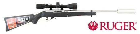 Buy Ruger 10/22 Takedown Stainless/Synthetic with Scope and Suppressor in NZ.