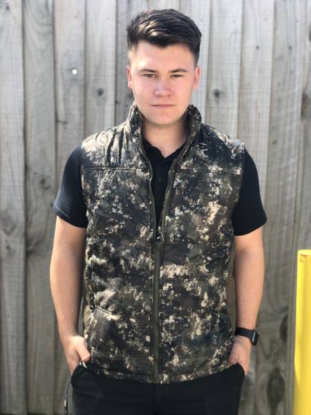 Buy Lightweight Camo Puffer Vest: Camo/Khaki in NZ. 