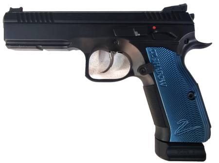 Buy 9mm CZ 75 SP-01 Shadow 2 Blued Synthetic with Blue Grip in NZ. 