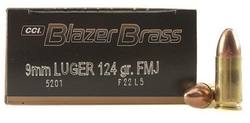 Buy CCI 9mm Blazer Brass 124gr Full Metal Jacket *50 Rounds in NZ New Zealand.