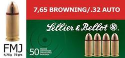Buy Sellier & Bellot 32 Auto 73gr Full Metal Jacket *50 Rounds in NZ New Zealand.