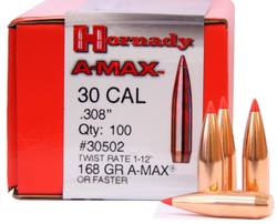 Buy Hornady Projectiles 30CAL 168GR A-Max 100x in NZ New Zealand.