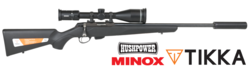 Buy 17 HMR Tikka T1x 20" Minox 3-15x56 Illuminated Scope & Hushpower Silencer in NZ New Zealand.