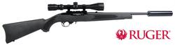 Buy 22 LR Ruger 10/22 Blued/Synthetic Braveheart Silencer and 3-9x Scope Package in NZ New Zealand.