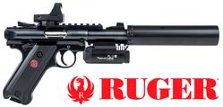 Buy .22 LR Ruger Mark IV Tactical with Ranger Red Dot, Olight Torch & Braveheart Silencer in NZ New Zealand.