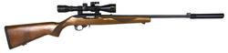 Buy 22 LR Ruger 10/22 DLX Blued Wood with 4x40 Scope & Silencer in NZ New Zealand.