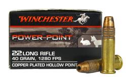 Buy Winchester 22LR Power Point 40gr Copper Plated Hollow Point 1265fps | Choose Quantity in NZ New Zealand.