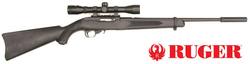 Buy 22 LR Ruger 10/22 Blued Synthetic Silencer 4x32 Scope Package in NZ New Zealand.